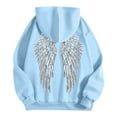 thumbnail image 4 of Oversize Hoodie for Women Angel Wing Print Long Sleeve Hooded Drawstring with Pocket Lightweight Sweatshirts Sky Blue, 4 of 6
