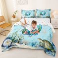 thumbnail image 3 of Erosebridal Watercolor Ocean Coral Queen Comforter Set For Boys,Cute Axolotl Letter D Monogrammed Kids Bedding Comforter Set,Reversible 3 Pieces, 3 of 7