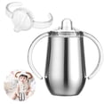 thumbnail image 4 of MesaSe Stainless Steel Sippy Cup, 10 Oz Double Wall Vacuum Insulated Sippy Tumble with Handle for Children Baby (Silver), 4 of 5