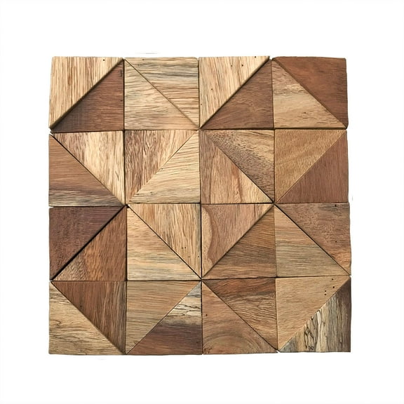 Ekena Millwork 11 7/8"W x 11 7/8"H x 1/2"P Authentic Boat Wood Mosaic Wall Tile, Natural Finish