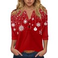 thumbnail image 2 of larppty 3/4 Length Sleeve Womens Christmas Tops Casual Loose Comfort Festival Holiday Party Shirts 2025 (Red, S), 2 of 6