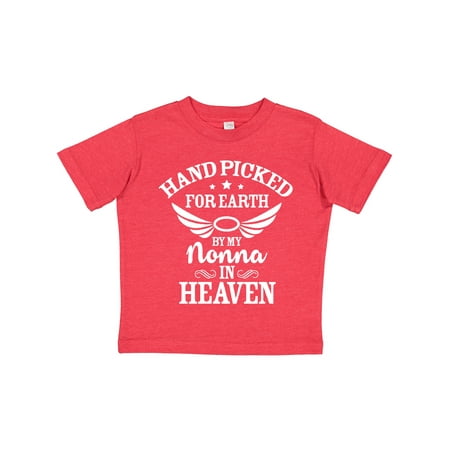

Inktastic Handpicked for Earth by My Nonna in Heaven with Angel Wings Gift Toddler Boy or Toddler Girl T-Shirt
