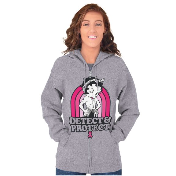 Betty Detect Protect Breast Cancer Women Plus Size Zipper Hoodie Brisco Brands 2X