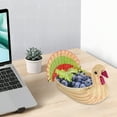 thumbnail image 5 of PuSpu Woven Plastic Storage Basket Brown 25x20x8cm Multiuse Fruit Snack Organizer Tabletop Holder for Home Office Café Decor and Daily Use, 5 of 6