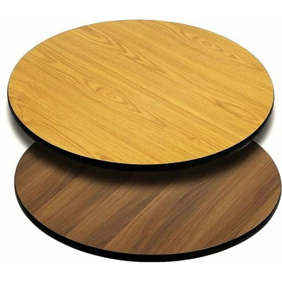 Soro Essentials- 24'' Wood Round Table Top with Oak or Walnut Reversible Top- Laminate Reversible Table Top for Home Dining Office Boardroom Living Room and Commercial