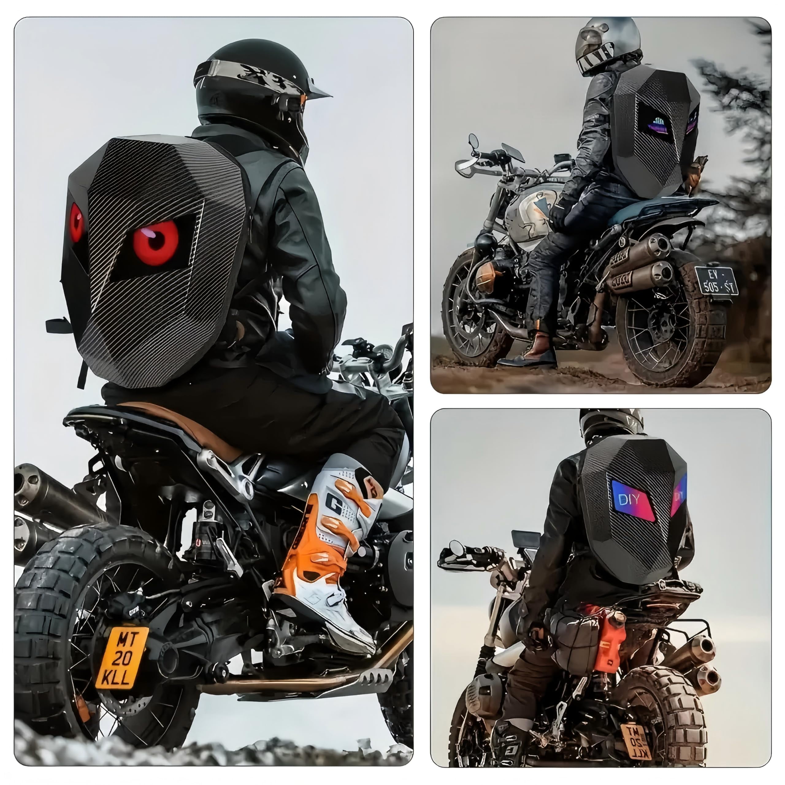 Gelrova Knight LED Motorcycle Backpack, Water-Resistant Scooter Bag, Laptop Backpack for Riding, Cycling, Travel, Large 19 Inch