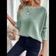 thumbnail image 5 of Camiseta de Punto de Otoño con Cuello Redondo y Hombros Descubiertos para Mujer, Larga Verde XXL, 5 of 7