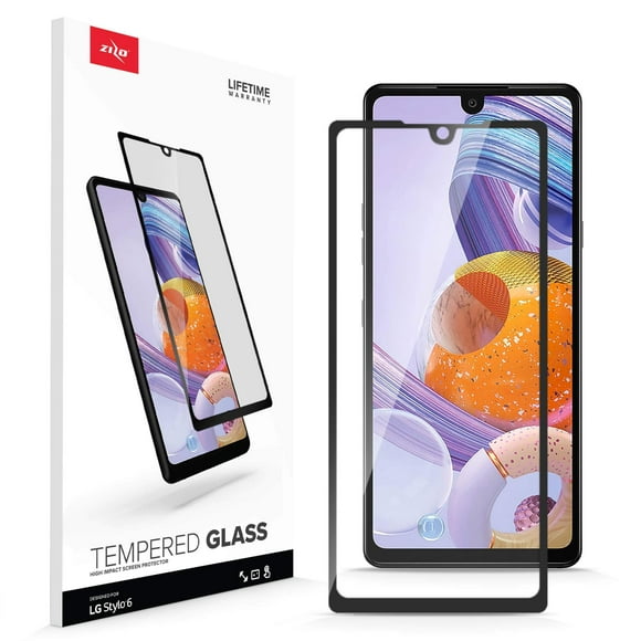 ZIZO Tempered Glass Screen Protector for LG Stylo 6 - Clear / Black Trim