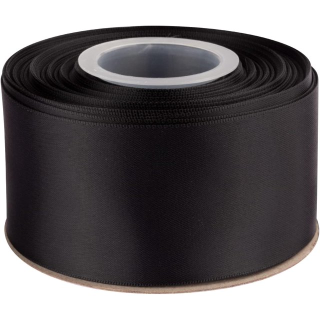 GFDYREE 2" Inch Double Faced Satin Ribbon Black Solid Polyester Craft Ribbon - 25 Yards Perfect for Gift Wrapping, Crafts, Wreath, Wedding Party Ceremony Decoration, Floral Arrangement, Sewi