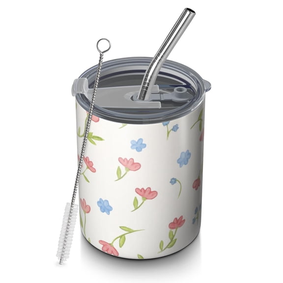Floral 12oz Stainless Steel Coffee Mug – Double-Wall Insulated Cup with Spill-Resistant Lid, 360° Full-Print Design, Keeps Drinks Hot & Cold for Home, Office, Travel,Thanksgiving,Christmas, Spring