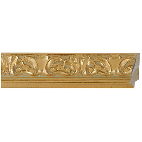 Picture Frame Moulding (Wood) 100Ft Bundle - Ornate Gold Finish - 2.75" Width - 3/4" Rabbet Depth