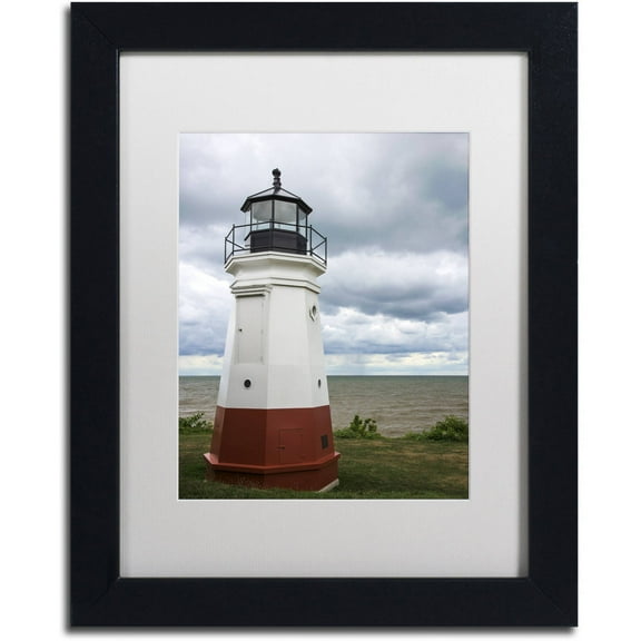 Trademark Fine Art "Vermillion Ohio Lighthouse" Canvas Art by Kurt Shaffer, White Matte, Black Frame