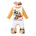 thumbnail image 1 of Franhais Baby Girls Thanksgiving Day Outfits, Long Sleeve Bell-Bottom Jumpsuit + Headband Set, 1 of 9