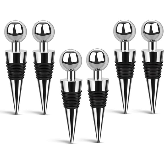 6 Pack Wine Bottle Stopper Reusable Wine Stoppers for Beverage Bottles Wine Stopper Decorative Bottle Stoppers for Bar, Holiday Party, Wedding and Gifts