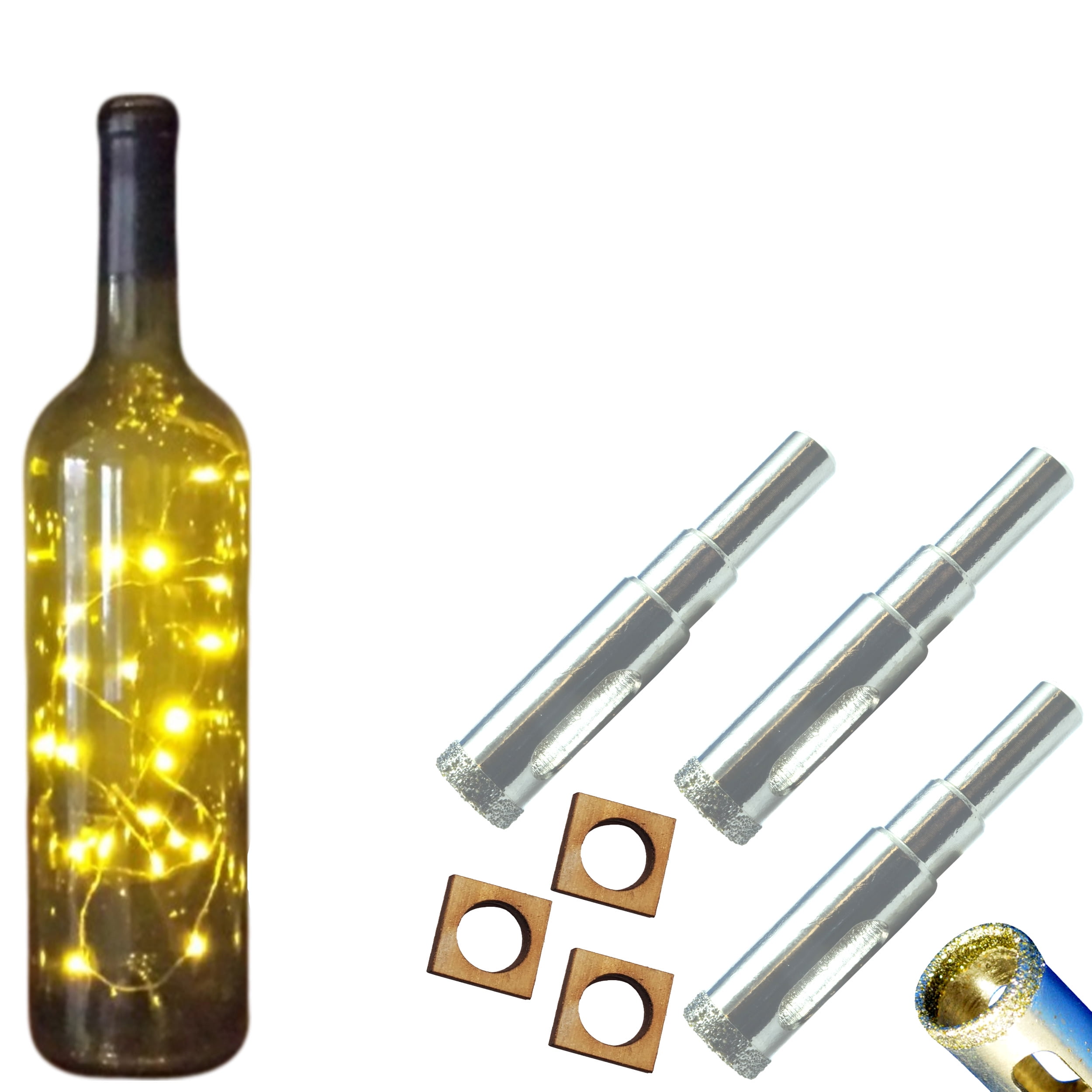 3 Glass Diamond Drill Bits for Bottle Lights Lamp kit 1/2