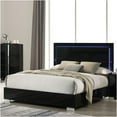 thumbnail image 2 of JERFIT Modern King Size Bed with LED Headboard, Black Upholstered Platform Bed Frame with Chrome Legs for Bedroom, 2 of 6
