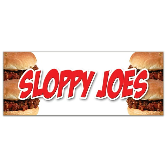 SignMission B-Sloppy Joes Sloppy Joes Banner Sign - Beef Chicken Bun Sliders Homemade Food Lunch