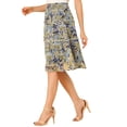 thumbnail image 4 of Unique Bargains Jupe à Volants Fluide à Étages à Imprimé Floral pour Femme, Bleu Foncé, TP, 4 of 8