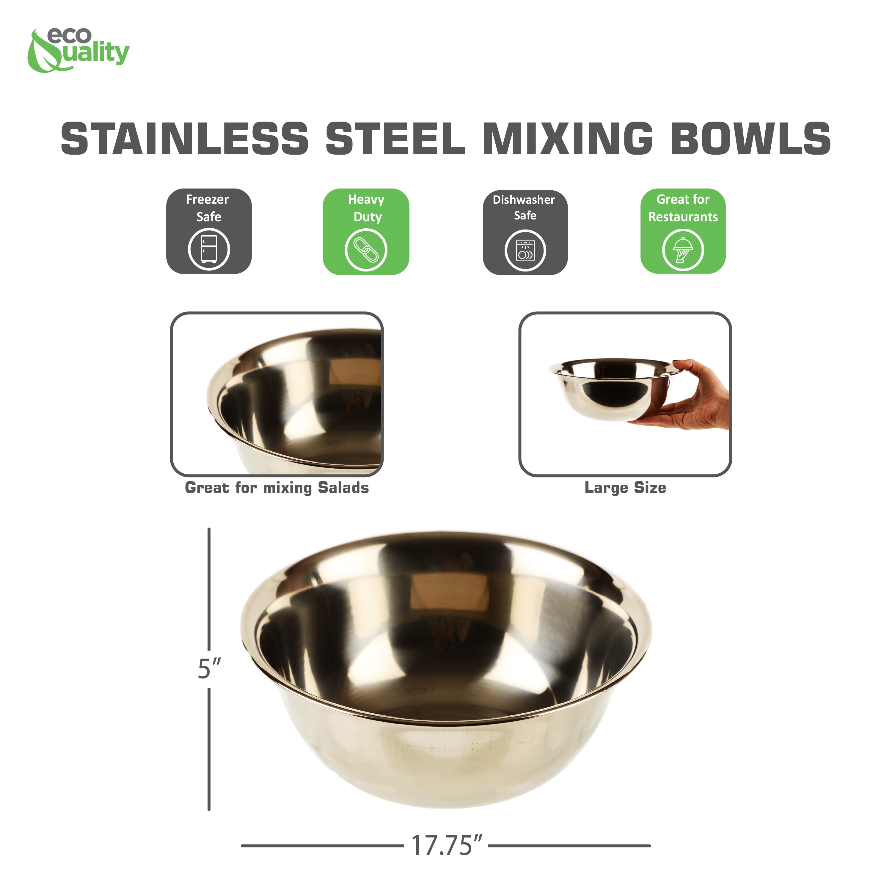 Stainless Steel 16 Qt. Mixing Bowl - LionsDeal