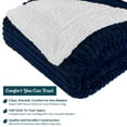 thumbnail image 4 of PAVILIA Reversible Sherpa Fleece Throw Blanket Twin Navy Blue, Soft Fuzzy Plush Flannel Throw, Warm Ribbed Microfiber Blanket for Sofa Couch Bed, Thick Striped Blanket, Navy, 60x80, 4 of 7