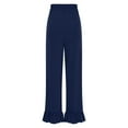 thumbnail image 5 of XUNKUSGA Wide Leg Pants Woman Solid Color Elastic Waist Jeans for Women with Pockets Loose Casual Ruffle Pleated Cotton Long Pants, 5 of 9