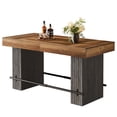 thumbnail image 1 of Fnova 63 Inch Industrial Bar Height Table with Dual Footrests, Counter Height Bar Table for Home Bar Cafe Restaurant, 1 of 12