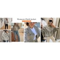 thumbnail image 4 of Lentta Womens Cropped Gingham Bomber Jacket Stand Collar Plaid Zip Up Coat with Pockets, 4 of 7