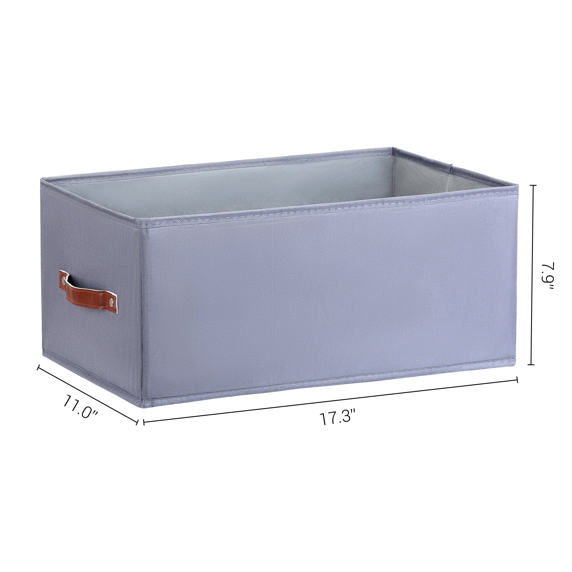 Unique Bargains Storage Cube Fabric Foldable Basket with Handles for Shelves 1pcs Grey XL