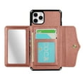 thumbnail image 2 of Case for iPhone 12 Mini Wallet Cover with Credit Card Holder & Hidden Mirror, Allytech Luxury Kickstand Magnetic Button Wrist Lanyard Women Girly Back PU Leather Case for iPhone 12 Mini 5.4", Rosegold, 2 of 3