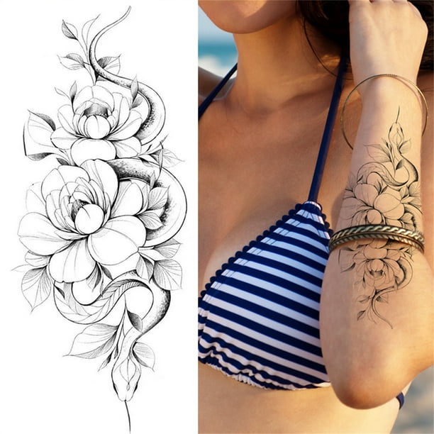 Tatuajes temporales para hombres, mujeres y adultos. Tatuajes abstractos con rosas.