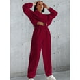 thumbnail image 4 of Conjunto Deportivo de Dos Piezas para Mujer: Sudadera con Media Cremallera y Pantalón Deportivo Holgado con Bolsillos Rojo Vino M, 4 of 8