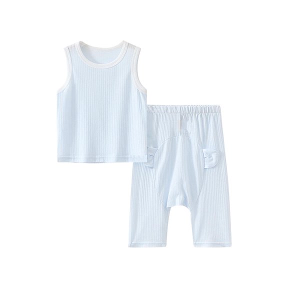 Hrsba Toddler Boys Girls Solid Sleeveless Crew Neck Top and Elastic Waist Pants Casual Loungewear Set,2-Piece Kids outfit set