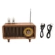 thumbnail image 1 of Mini altavoz portátil Bluetooth de madera de imitación del grano de madera del vintage de la radio del sonido estéreo de FM, 1 of 5
