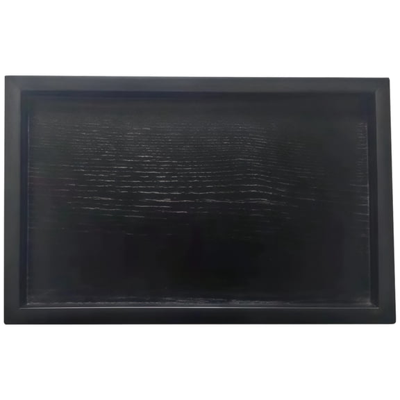 Wooden Tray, 9.8 x 6.3 in（25 x 16 x 2 cm）Natural Decorative Serving Tray, Tea Coffee Tray, Black Rectangle Pine Wood Fraxinus Mandshurica Veneer Density Board Living Room Tray