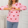 thumbnail image 5 of Lenpel Sweaters for Women Trendy Crew Neck Long Sleeve Heart Printed Knitted Pullover Tops Casual Graphic Sweaters(Pink,X-Large), 5 of 7