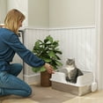 thumbnail image 2 of PawHut Bac à Litière pour Chat en Acier Inoxydable, Grande Litière Fermée avec Pelle, 2 of 10