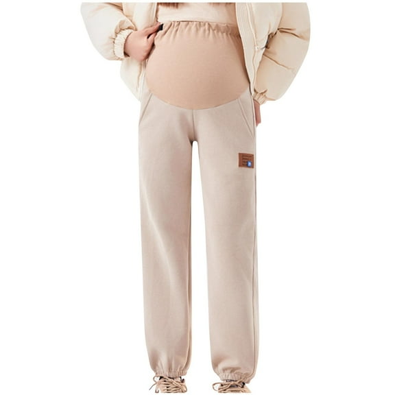 Agkizg Maternity's Winter Fleece Lined Pants,Maternity's High Waisted Thick Warm Pants,Maternity Pants Fleece Lined Thick Loose Fitting Plus Size Casual Warm Maternity Sweatpants Pants