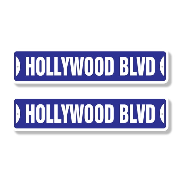 HOLLYWOOD BLVD Classic Street Sign (2 Pack) california boulevard CA tinsel town Road Sign | 6" X 24" Aluminum Metal Address Sign