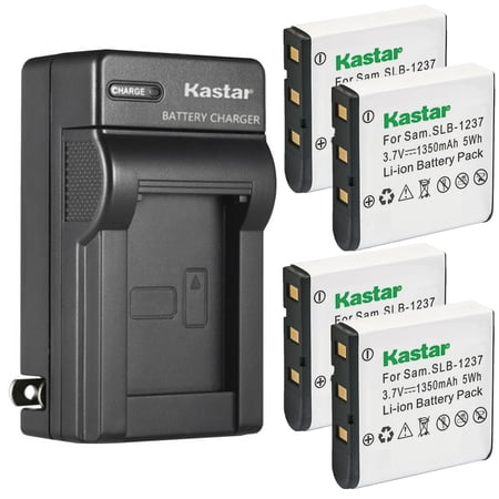 Kastar 4-Pack Battery and AC Wall Charger Replacement for Samsung SLB-1237 SLB1237 Battery Samsung Digimax L55 Digimax L55W Digimax L85 Digital Cameras