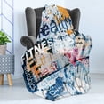 thumbnail image 4 of Fitness Soft Flannel Fleece Blanket, Health Wellness Aerobics Sports Words Illustration on Grunge Vintage Style Backdrop, Cozy Plush for Indoor and Outdoor Use, 70" x 90", Multicolor, by Ambesonne, 4 of 5