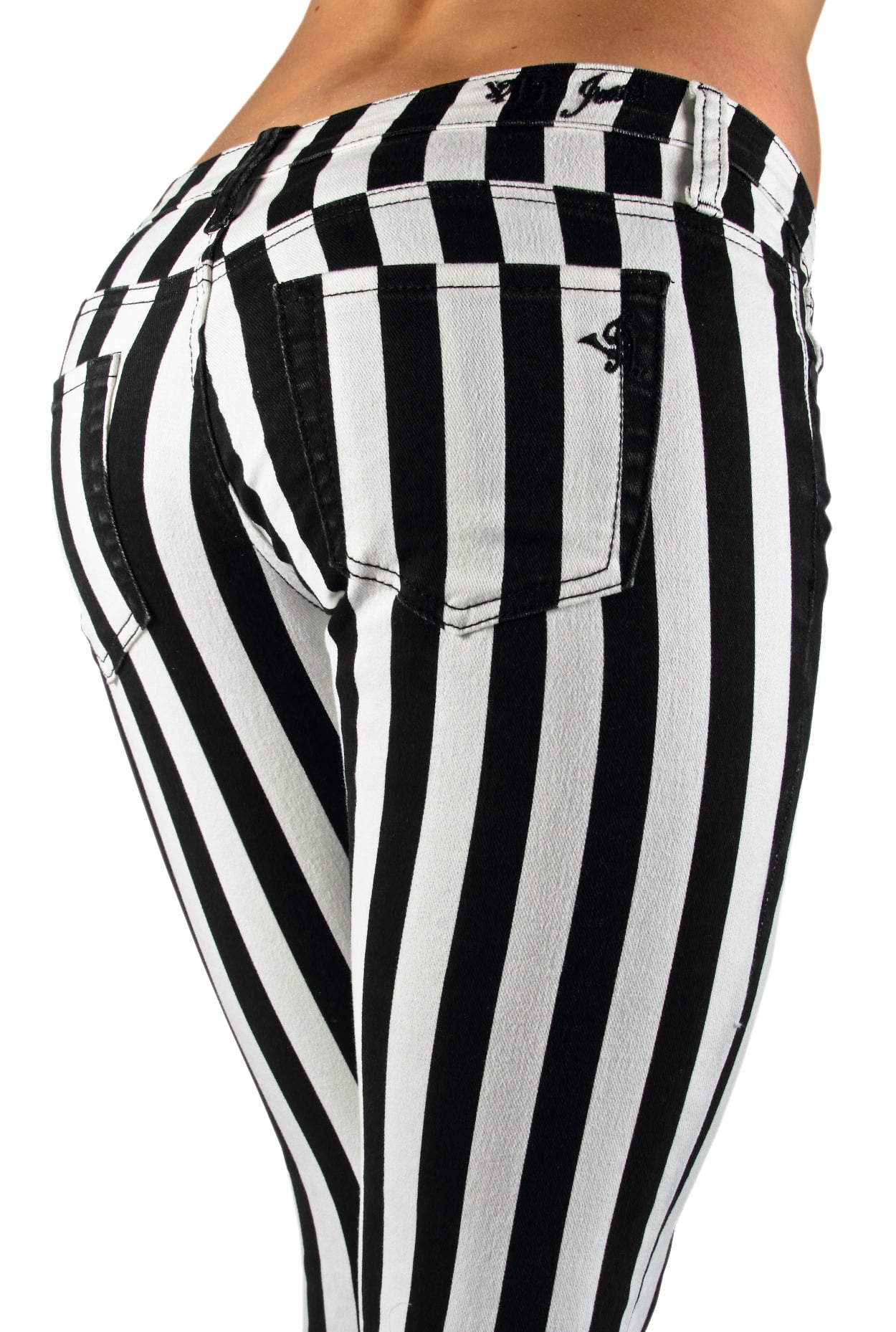 striped black white pants