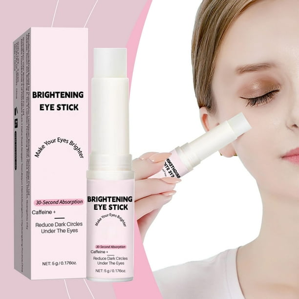 Bálsamo iluminador para contorno de ojos | Barra de crema para ojos con cafeína y péptidos contra ojeras, hinchazón y arrugas | Hidratante vegano | Ácido hialurónico, vitamina E | 5 g