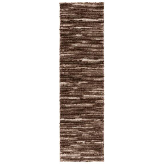 SAFAVIEH Seattle Pavel Abstract Shag Runner Rug, Brown/Ivory, 2'3" x 8'