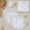 thumbnail image 4 of Living Textiles Ensemble-Cadeau de 5 Pcs de Serviettes à Capuchon et Débarbouillettes - Sloth Arc-en-Ciel, 4 of 6