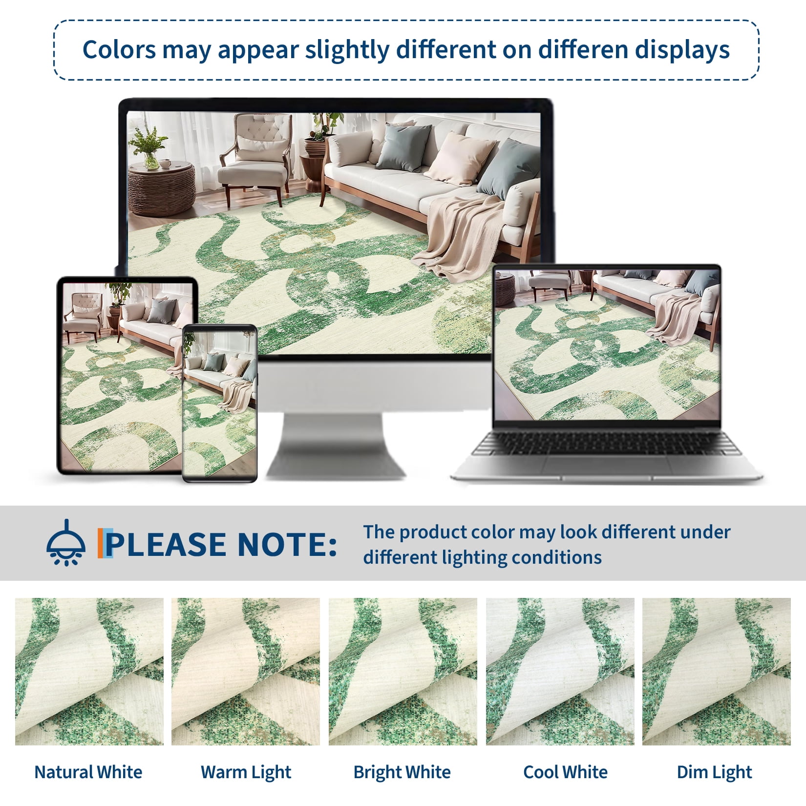 Hasoo 5' x 7' Modern Washable Indoor Rug for Living Room Soft Abstract Geometric Line Area Rug Non Slip Stain Resistant Green Carpet