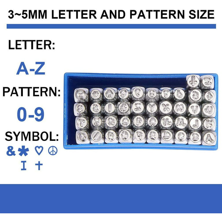 HimaPro Number and Letter Stamp Set 36 PCs Lowercase Industrial Grade  Letters 'a'-'z', &', 0'-'9' in a Plastic Box(4mm - 5/32 Inch)