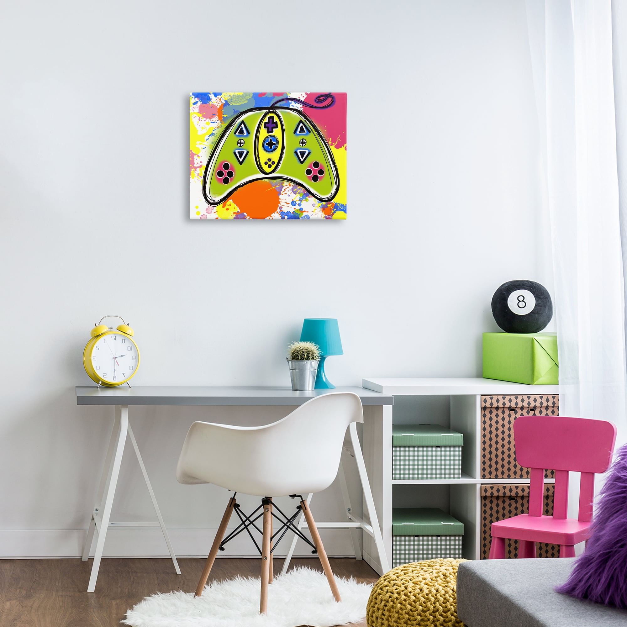 Stupell Industries Modern Pop Controller Novelty Painting Gallery Wrapped Canvas Art Print Wall Art, 20 x 16