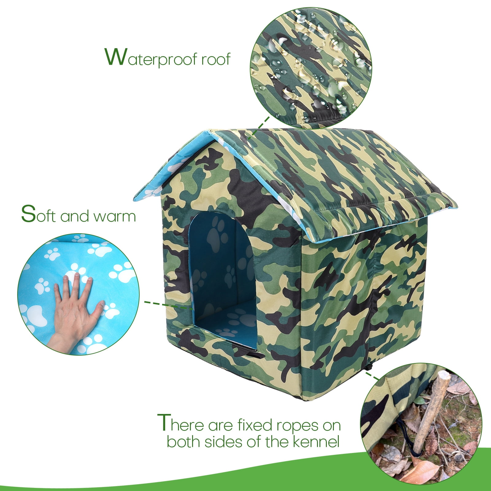 SENNAUX Outdoor Cat House Kitty Shelter Pet Cave Bed for Small Dog Cat Waterproof, 15*13.8*15"