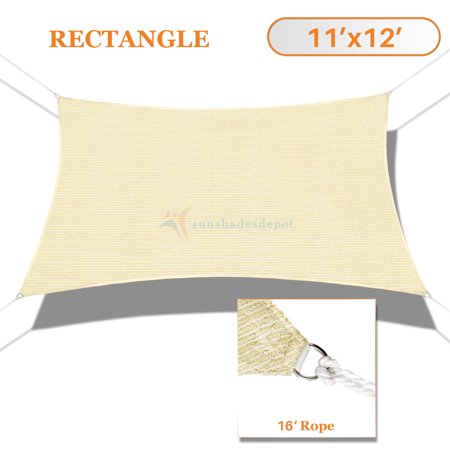 Sunshades Depot 11' x 12' 180GSM Sun Shade Sail Rectangle Permeable Canopy Tan Beige Customize Size Available Commercial For Patio Garden Preschool Kindergarten Playground Outdoor Facility Activities
