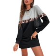 thumbnail image 2 of Vestido De Cuello Redondo, Color Sólido Estampado De Leopardo Costura Elástico Vestido De Manga Larga Para Mujer Casual Suelto Por Encima De La Rodilla Para Otoño Invierno, 2 of 7